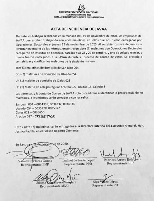 Acta de incidencias JAVAA